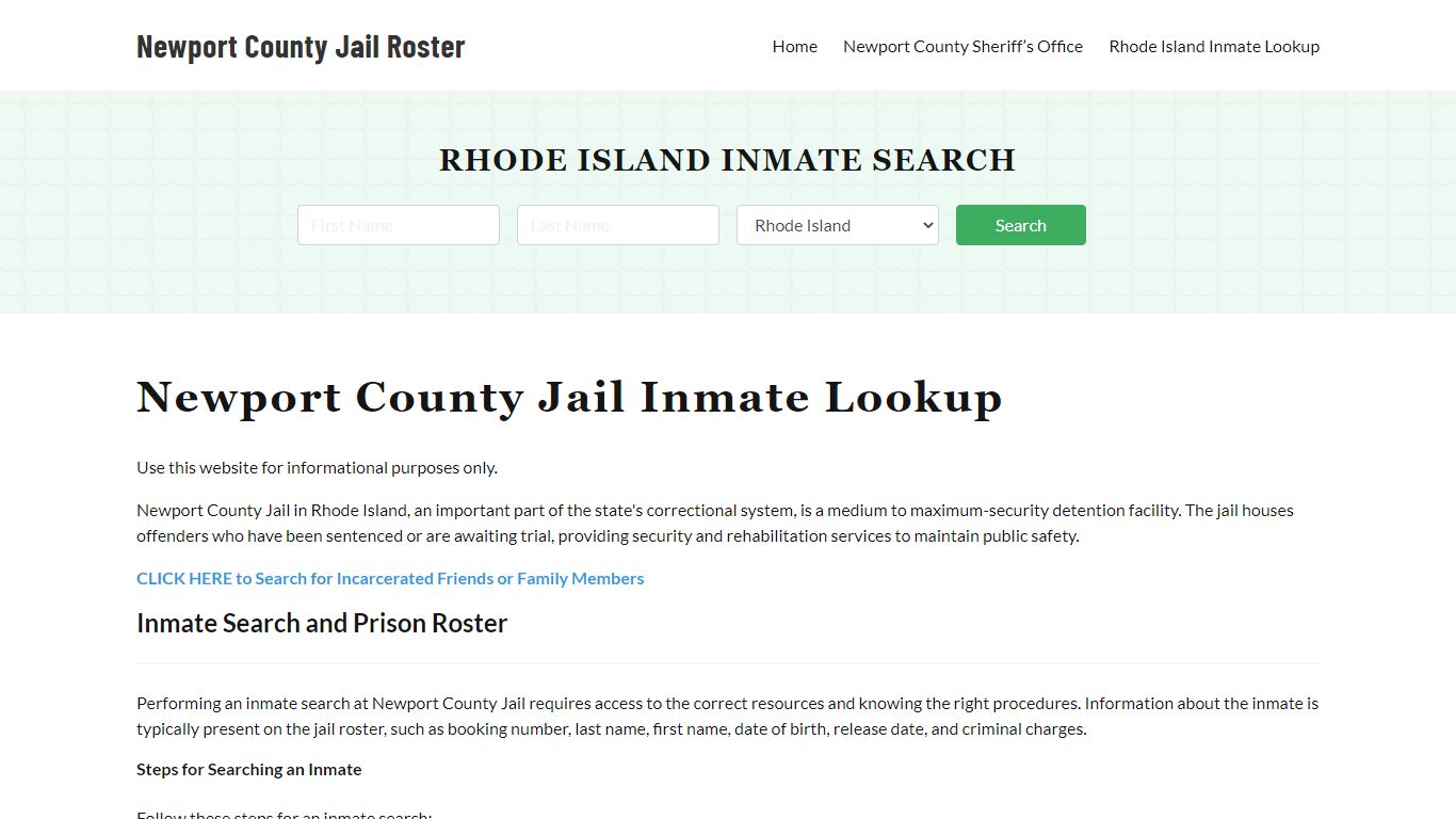 Newport County Jail Roster Lookup, RI, Inmate Search